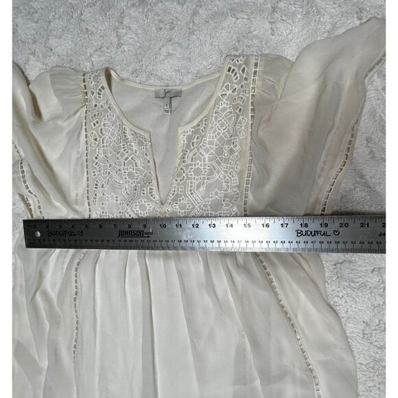 Joie Rainey Silk Crepe Georgette Dress Small Color Porcelain Short Sleeve - Picture 8 of 9